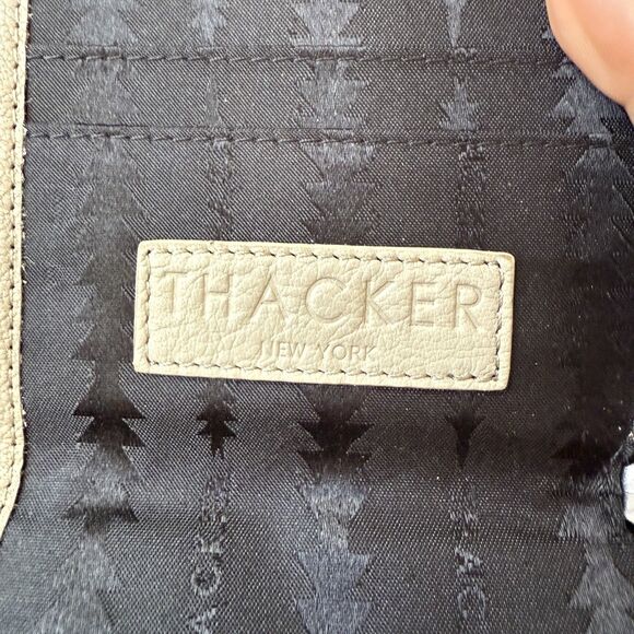 THACKER Julia Leather Small Zip Around Wallet Grey Silver Ring Credit Card - Picture 5 of 8